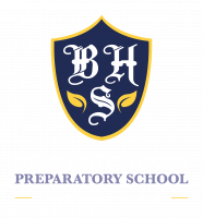 Benedict House Preparatory School Stacked Logo Strapline Full Colour White